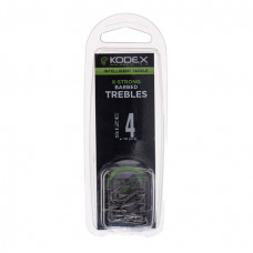 X-Strong barbed Treble hooks size 4