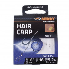 Hair carp barbless ready tied hooks
