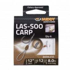 Las-soo carp barbless ready tied hooks