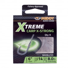Xtreme carp X-strong ready tied hooks - barbless