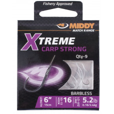 Xtreme carp strong ready tied hooks - barbless